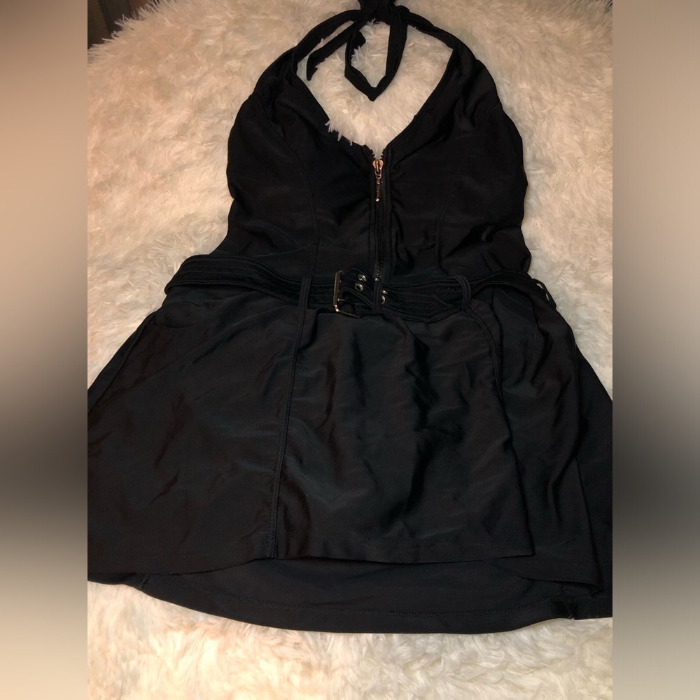 VENUS Black Halter Belted Swim Dress with size 10 - Picture 7 of 15